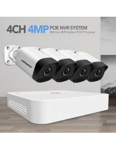Sistem supraveghere Plug and Play, 4 camere 4MP 2592*1520+ NVR PoE , iOS/ Android, Night Vision 30m, compresie Ultra H265, IP67