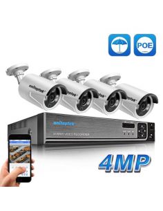 Sistem supraveghere 4 camere ip 4MP 2592*1520+ NVR PoE , iOS/ Android, Night Vision 20m, compresie Ultra H265, IP66