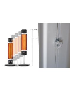 Incalzitor Veito REmote 1,7kW, Electric, Infrarosu, Terasa, Interior-Exterior, fibra Carbon, Aluminiu, Stand, Termostat