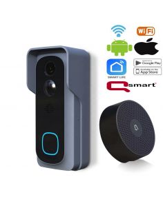 Sonerie inteligenta Qsmart, Full HD 2mp, iOS si Android, Wireless, Videointerfon 2 cai audio, alerta miscare, inregistrare