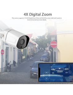 Camera inteligenta Qsmart Bullet 2MP Full HD, 4X Zoom, Night Vision 25m, 6 LED IR, Wi-Fi, aplicatie iOS/ Android, Onvif