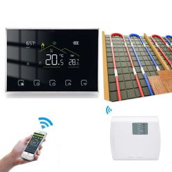Termostat Incalzire Pardoseala  Q8000, Termostat Smart, Termostat Wireless, Wifi, 6 programe, Ecran LCD, Comenzi tactile, Negru
