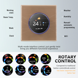Smart thermostat Q7000 with wire, Smart temperature monitoring, iOS/ Android application, Color screen, Touch controls, Black