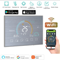 Termostat inteligent Q8000WM cu fir, Monitorizare smart temperatura, Aplicatie iOS/ Android, Ecran LCD, Comenzi tactile, Meteo