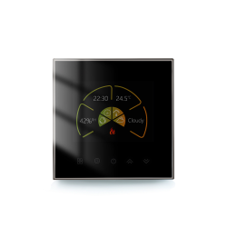 Termostat inteligent Q2000 cu fir, Monitorizare smart temperatura, Aplicatie iOS/ Android, Ecran color, Sticla, Comenzi tactile