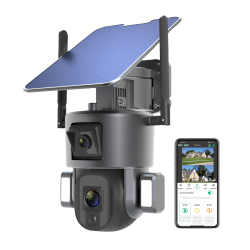 Camera supraveghere Ultra 4K Smart Dual, Panou Solar 5W, Acumulatori 18000mAh, Zoom 4X, Wifi 6, iOS/ Android, Fara fire