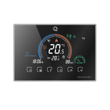 Termostat Incalzire Pardoseala cu fir Q8000WM, Termostat Smart, Termostat cu fir, Wifi, 6 programe, Comenzi tactile, Negru
