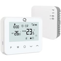 Termostat Q20, Termostat smart, Wireless, incalzire in pardoseala sau radiatoare, Smart Life, 4 programe, Comenzi tactile, Alb
