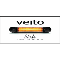Incalzitor terasa Veito Blade 2kW, fibra Carbon, Aluminiu, Telecomanda, 4 Trepte, Afisaj LED, buton Touch, IP55, Negru