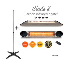 Incalzitor cu Stand Veito Blade S 2,5kW, fibra Carbon, Aluminiu, Telecomanda, Timer, Termostat, Afisaj LED, Argintiu