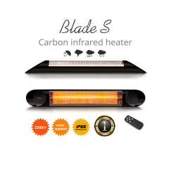 Incalzitor terasa Veito Blade S 2,5kW, fibra Carbon, Aluminiu, Telecomanda, 4 Trepte, Afisaj LED, buton Touch, IP55, Negru