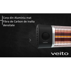 copy of Incalzitor terasa Veito CH2500RW 2,5kW, fibra Carbon, Aluminiu, Termostat, Telecomanda, 4 Trepte, IP24