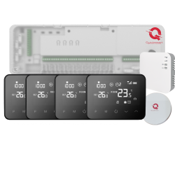 Kit Incalzire Pardoseala Wireless Q20, Automatizare Incalzire Pardoseala, Controller 4 zone, 4 Termostate Wireless, e-Hub, Smart